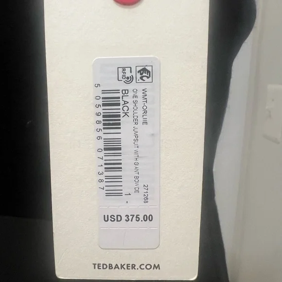 Ted Baker One Shoulder Black Jumpsuit Size 1 New With Tags $375 Retail